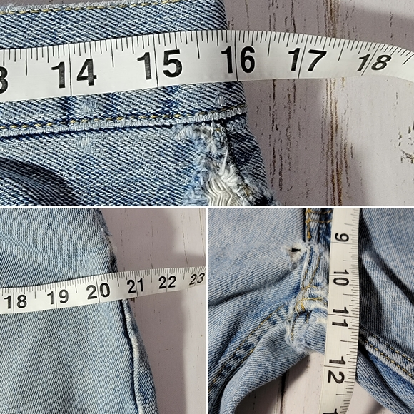 Arizona Jean Company Boot Cut Y2K Wide Leg Thashed Patched Jeans Men's 32 - Picture 16 of 16